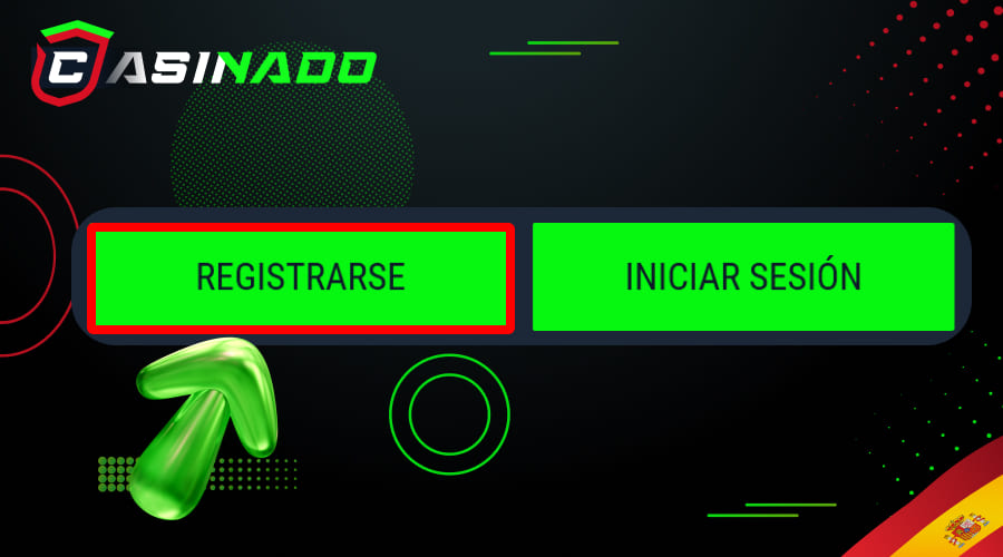 Casinado website homepage with prominent Register button